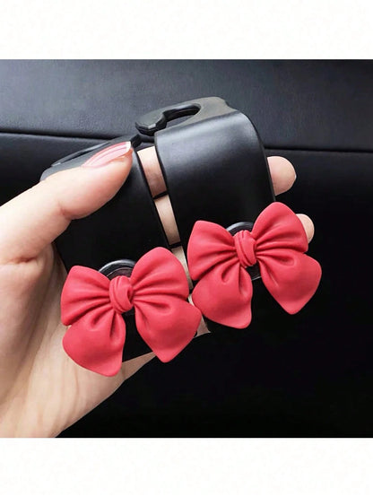 Bowknot Shaped Car Hook Creative Lovely Seat Back Hanger For Car Interior Storage Multifunctional Hanging Hook Car Decor