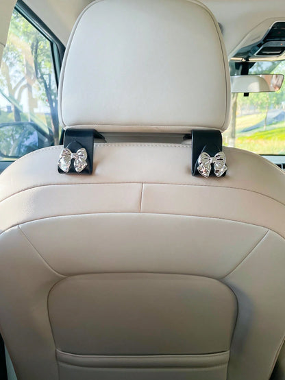 Bowknot Shaped Car Hook Creative Lovely Seat Back Hanger For Car Interior Storage Multifunctional Hanging Hook Car Decor