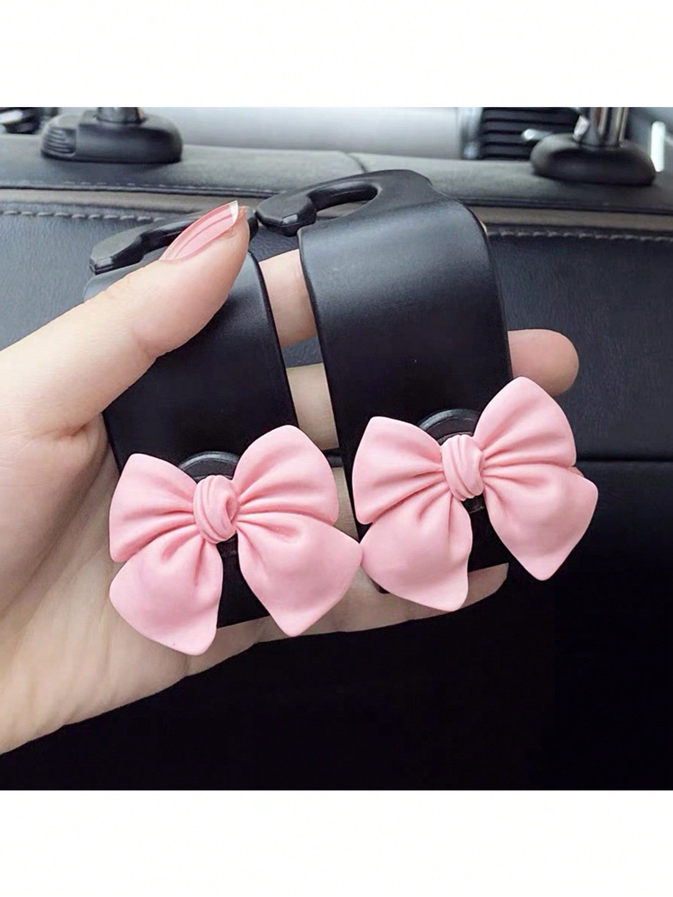 Bowknot Shaped Car Hook Creative Lovely Seat Back Hanger For Car Interior Storage Multifunctional Hanging Hook Car Decor