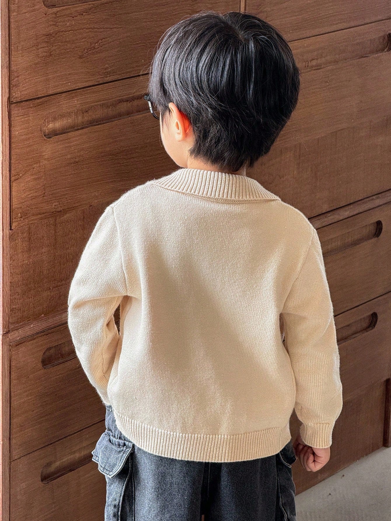 Boys Casual Twist Floral Front Zip Knitted Cardigan,In Fall/Winter