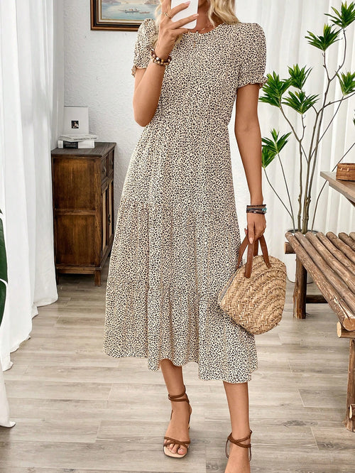 Breezaya Allover Print Ruffle Hem Dress Maxi Women Outfit