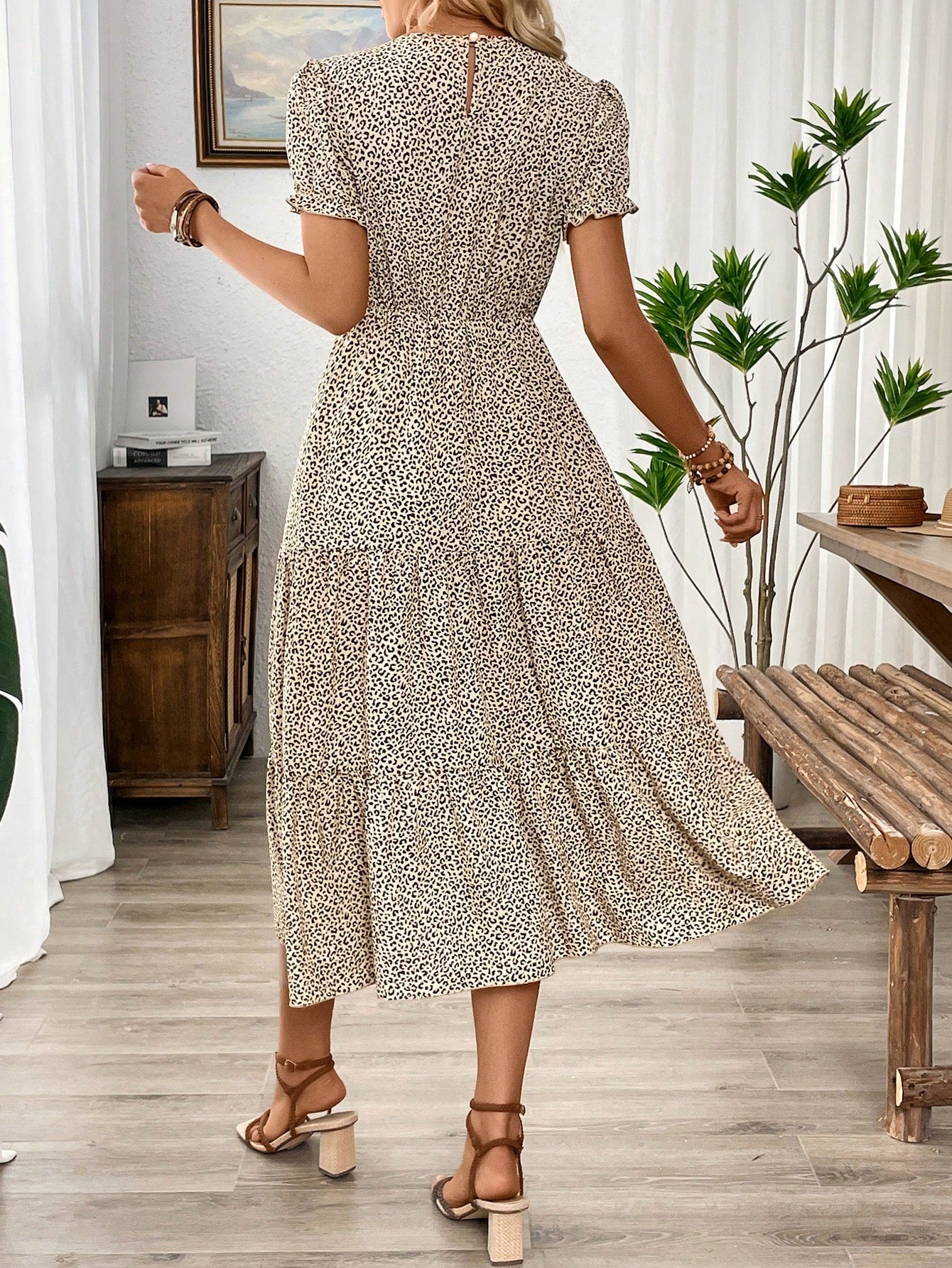 Breezaya Allover Print Ruffle Hem Dress Maxi Women Outfit