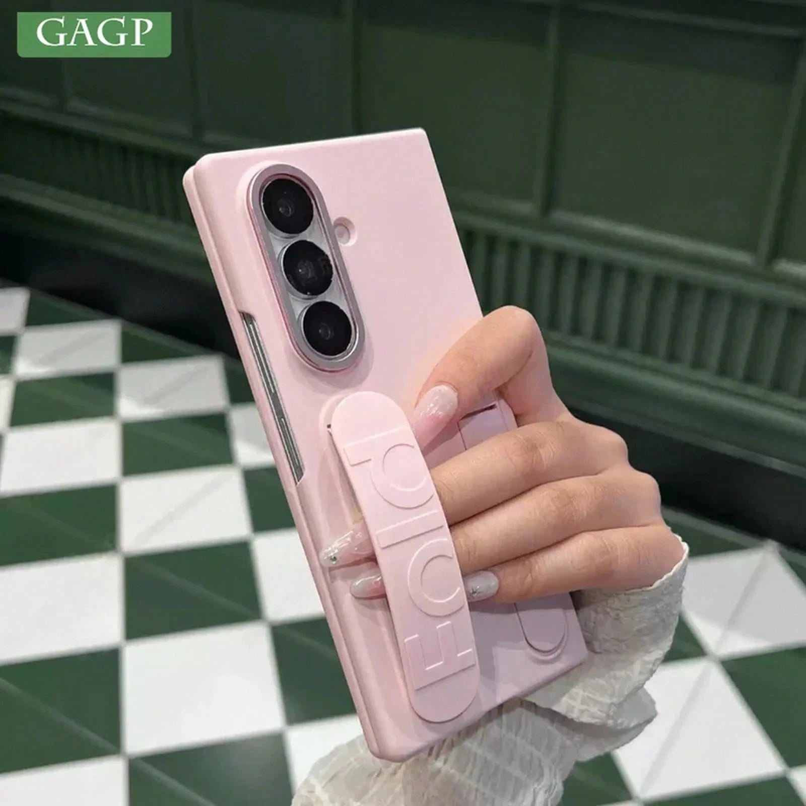 Business Wristband Foldable Stand For Galaxy Z Fold 8 Ultra Z Fold7 6 5 4 3 Invisible Bracket Silicone Wrist Strap Cover
