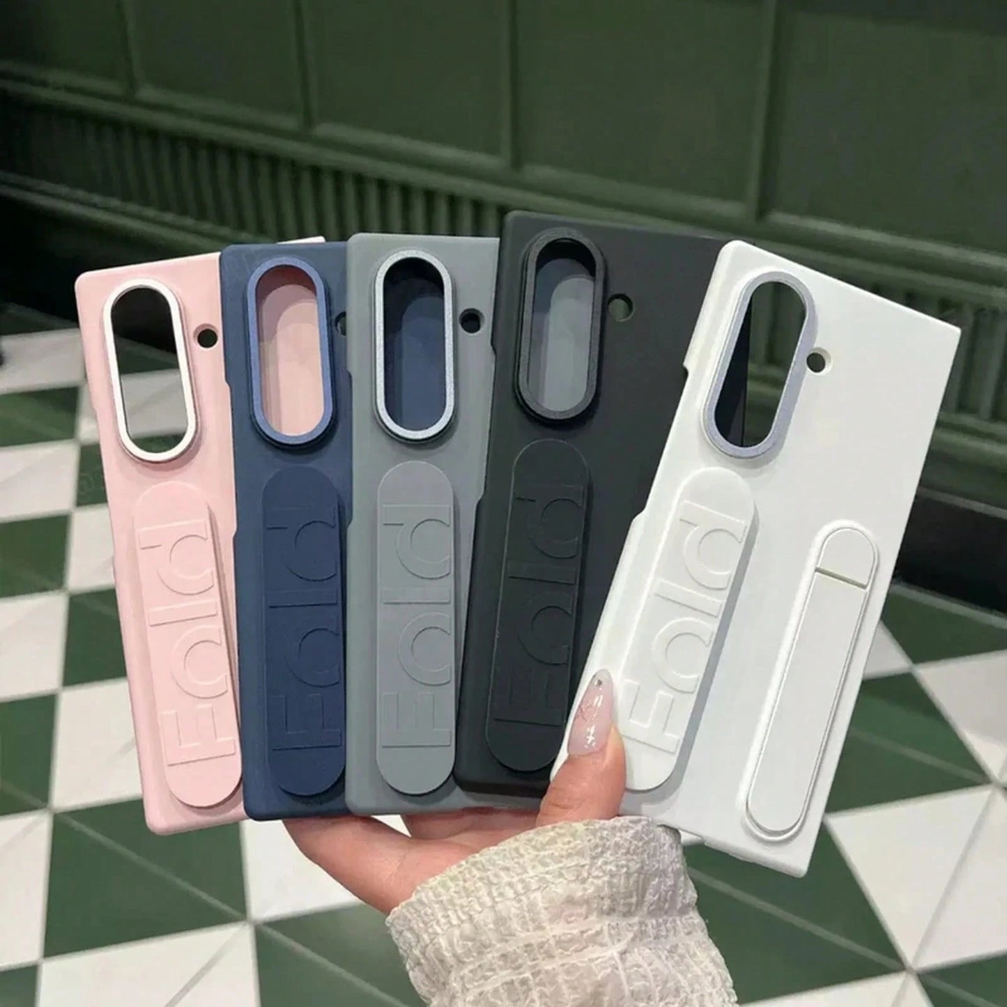 Business Wristband Foldable Stand For Galaxy Z Fold 8 Ultra Z Fold7 6 5 4 3 Invisible Bracket Silicone Wrist Strap Cover