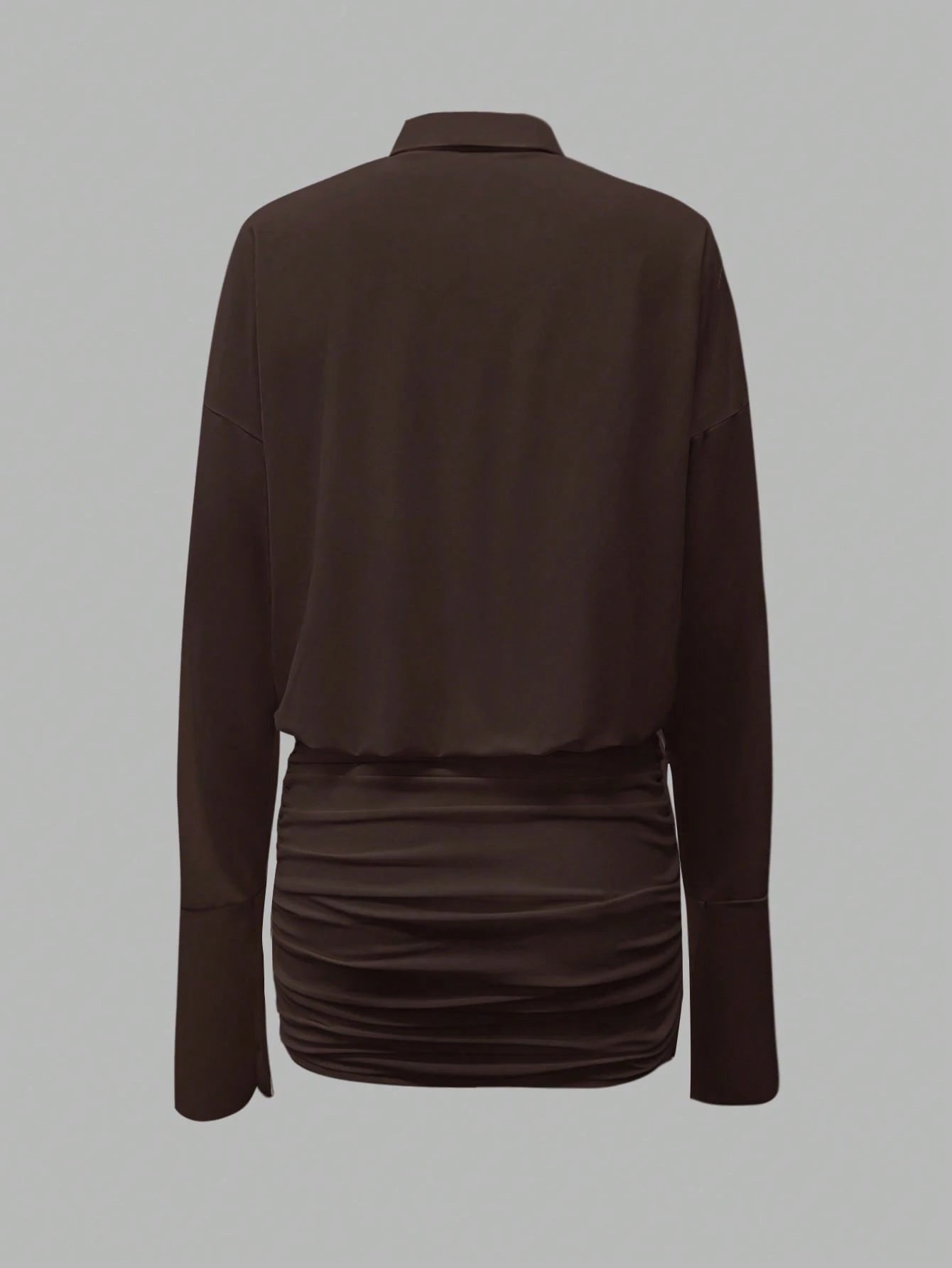 Cévolie 2025 Women's Fashionable Solid Color Front Button Mini Dress