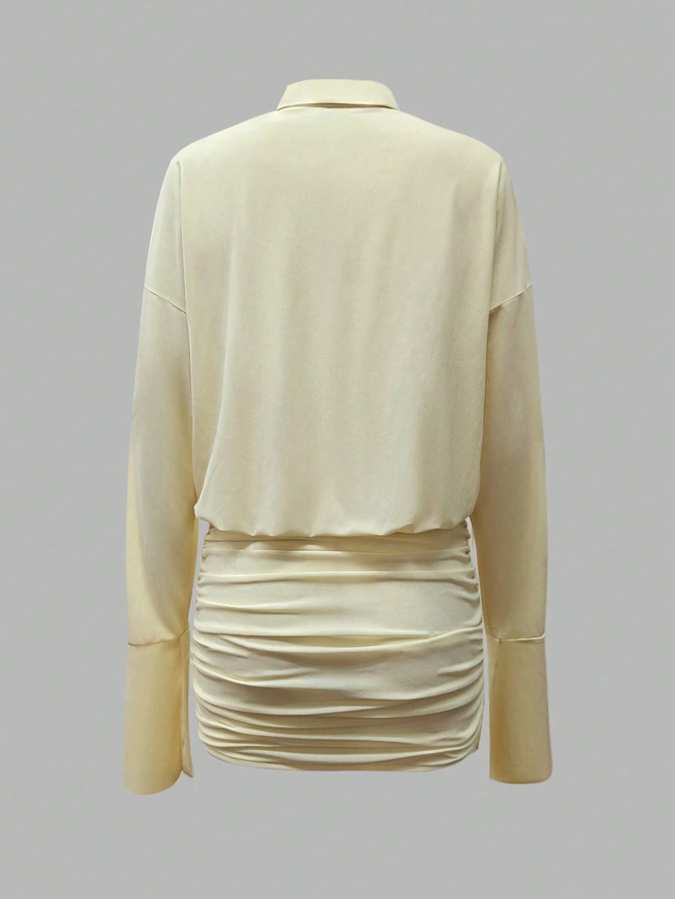 Cévolie 2025 Women's Fashionable Solid Color Front Button Mini Dress