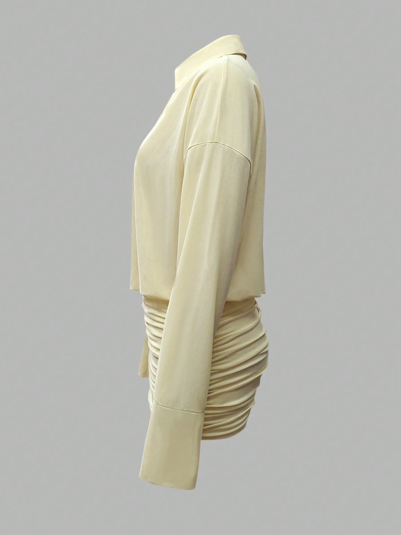 Cévolie 2025 Women's Fashionable Solid Color Front Button Mini Dress