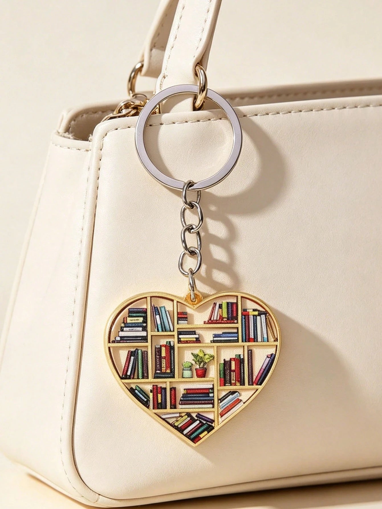 Campus Element Heart And Book Shaped Keychain, Multi-Functional Backpack Bag Charm Car Key Pendant Decoration, Ideal Gift For Book Lovers, Cute Decorative Hanging Ornament For Bags And Home Decor, Sui