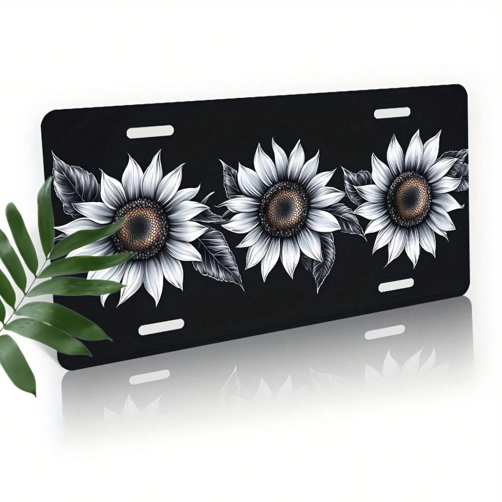 Car, 2D Flat, 1 Piece, Aluminum License Plate, License Plate Cover And Frame, Single-Color Sunflower For Front Decoration, Waterproof For Decorating Aluminum License Plate Cover And Frame, Suitable Fo