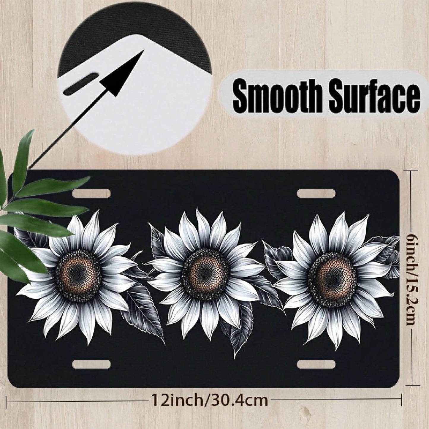 Car, 2D Flat, 1 Piece, Aluminum License Plate, License Plate Cover And Frame, Single-Color Sunflower For Front Decoration, Waterproof For Decorating Aluminum License Plate Cover And Frame, Suitable Fo