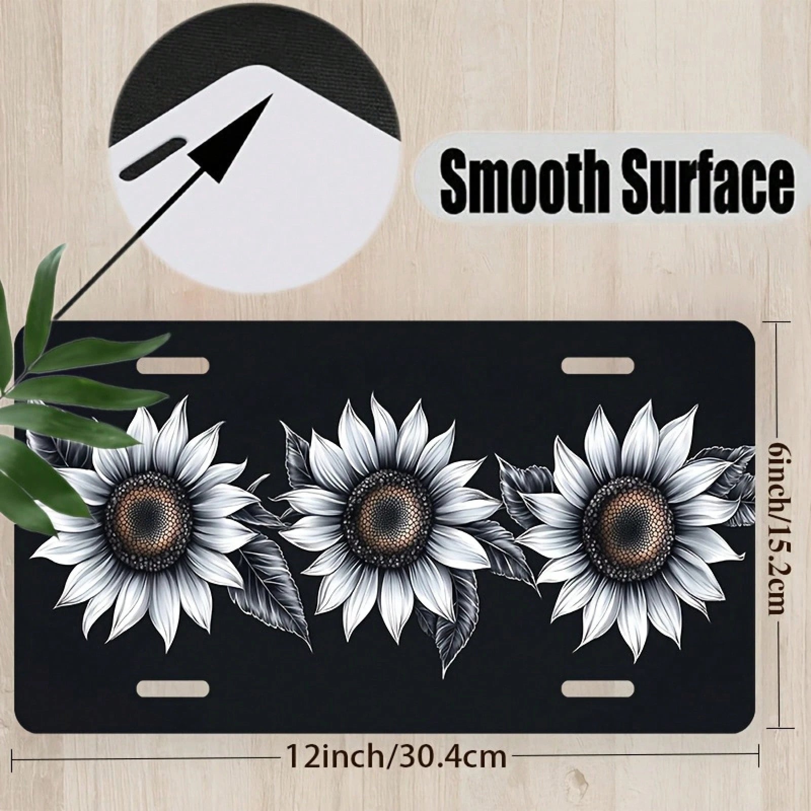 Car, 2D Flat, 1 Piece, Aluminum License Plate, License Plate Cover And Frame, Single-Color Sunflower For Front Decoration, Waterproof For Decorating Aluminum License Plate Cover And Frame, Suitable Fo