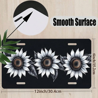 Car, 2D Flat, 1 Piece, Aluminum License Plate, License Plate Cover And Frame, Single-Color Sunflower For Front Decoration, Waterproof For Decorating Aluminum License Plate Cover And Frame, Suitable Fo