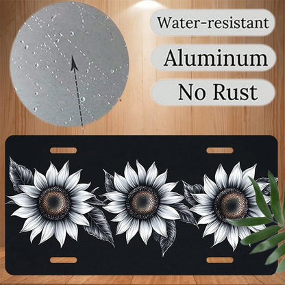 Car, 2D Flat, 1 Piece, Aluminum License Plate, License Plate Cover And Frame, Single-Color Sunflower For Front Decoration, Waterproof For Decorating Aluminum License Plate Cover And Frame, Suitable Fo