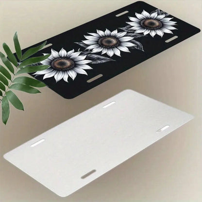 Car, 2D Flat, 1 Piece, Aluminum License Plate, License Plate Cover And Frame, Single-Color Sunflower For Front Decoration, Waterproof For Decorating Aluminum License Plate Cover And Frame, Suitable Fo