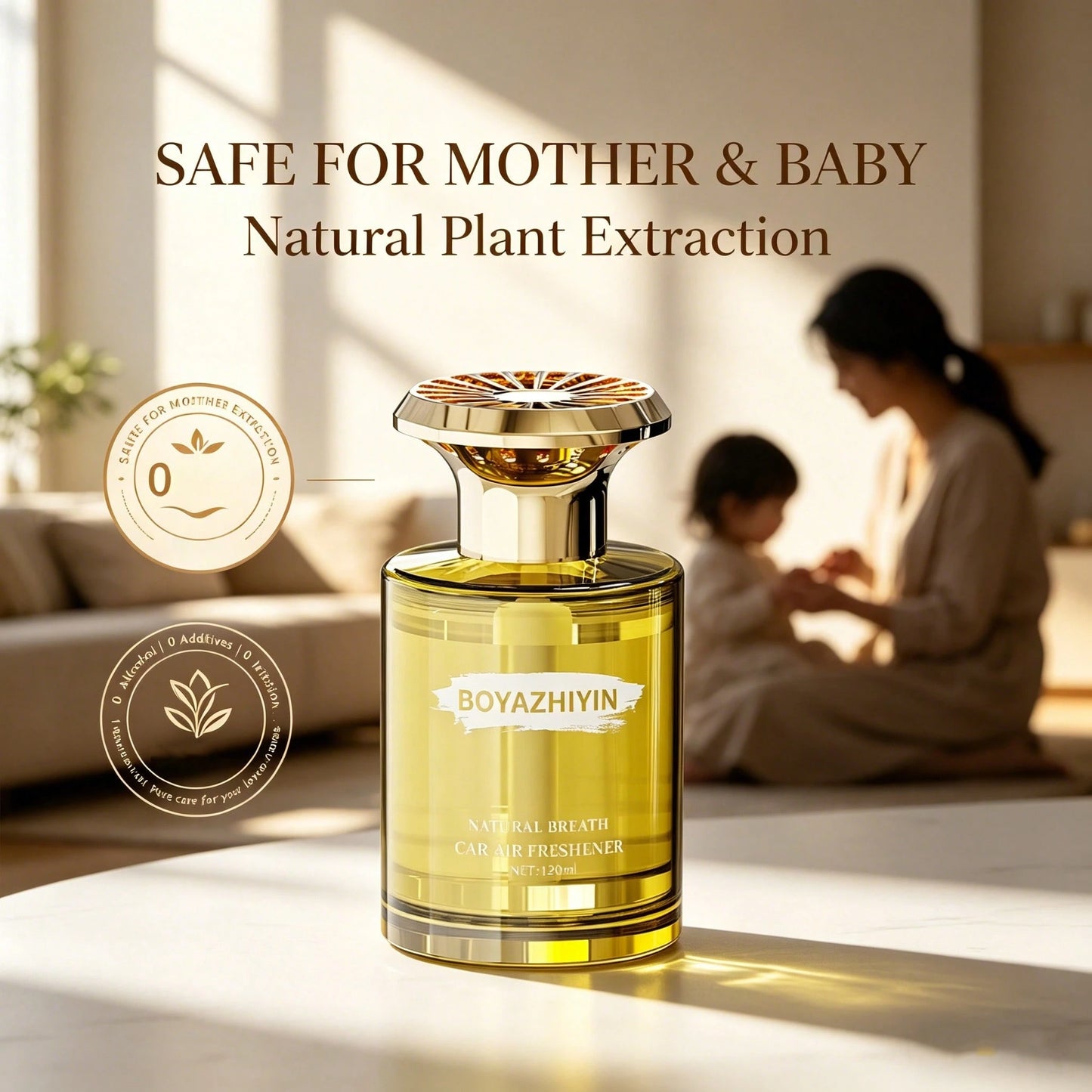 Car Air Freshener 120ml Plant Extract, Baby Luxury Car Perfume With Classic Fragrance, Odor Eliminator For Home Vehicle Use