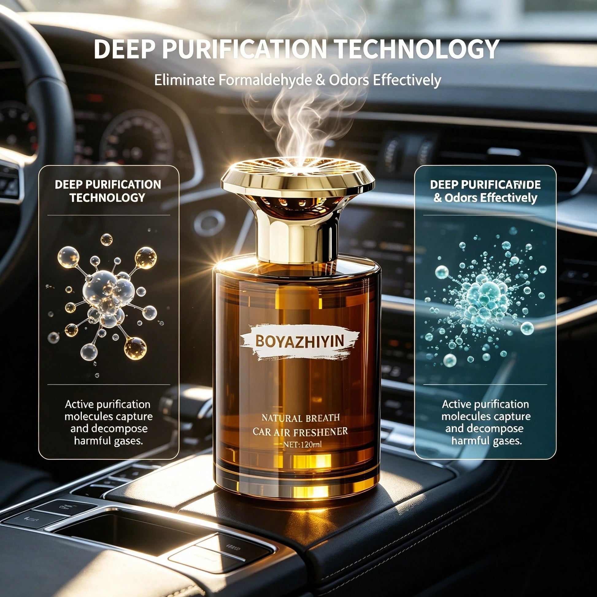 Car Air Freshener 120ml Plant Extract, Baby Luxury Car Perfume With Classic Fragrance, Odor Eliminator For Home Vehicle Use