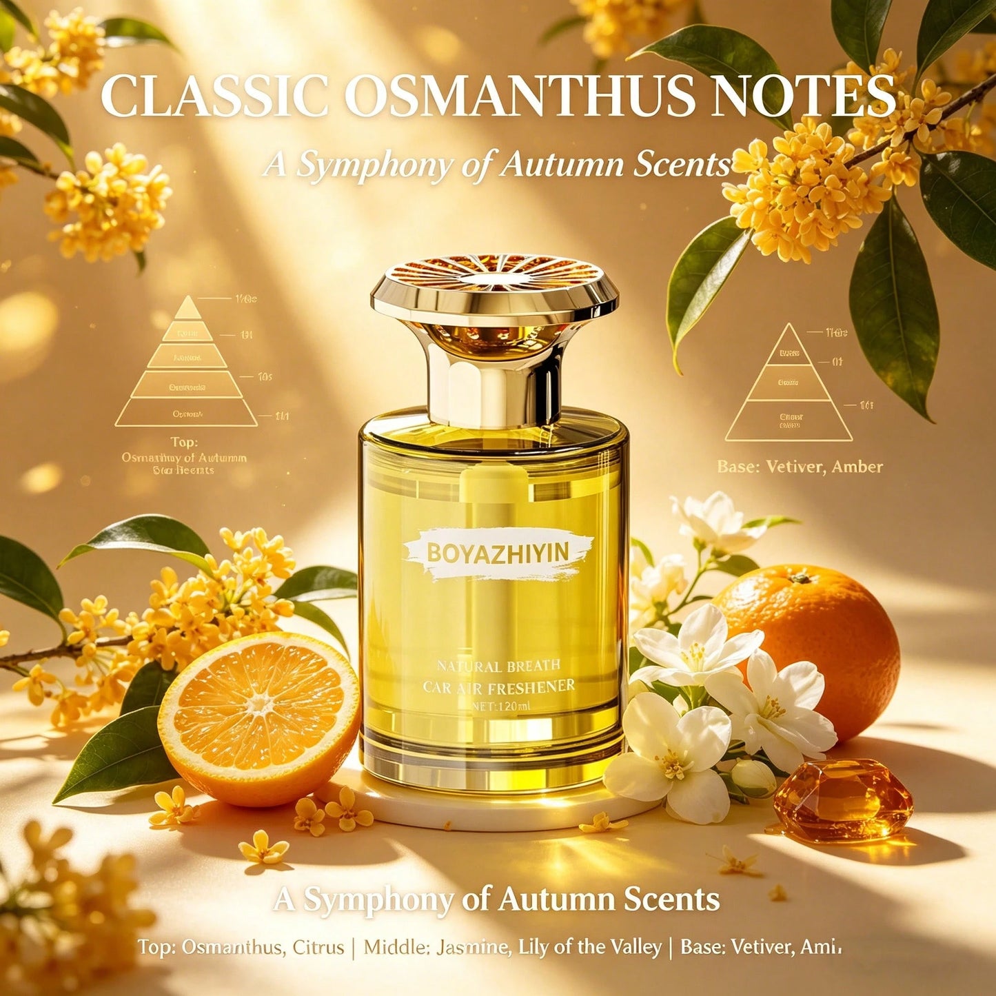 Car Air Freshener 120ml Plant Extract, Baby Luxury Car Perfume With Classic Fragrance, Odor Eliminator For Home Vehicle Use