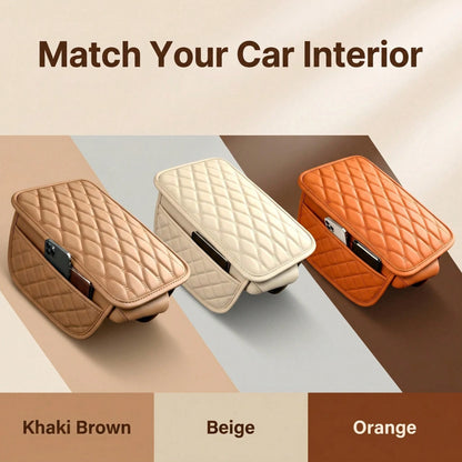 Car Armrest Pad, PU Leather, Comfortable Elbow Support, Stylish Stitching Design, Multi-Functional Storage For Phone/Cards/Wallet, Universal Fit For All Vehicles, All-Season Protection, Durable And St