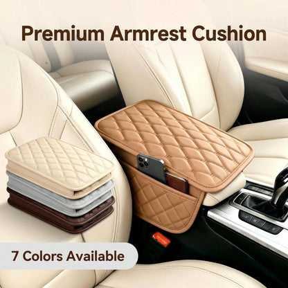 Car Armrest Pad, PU Leather, Comfortable Elbow Support, Stylish Stitching Design, Multi-Functional Storage For Phone/Cards/Wallet, Universal Fit For All Vehicles, All-Season Protection, Durable And St
