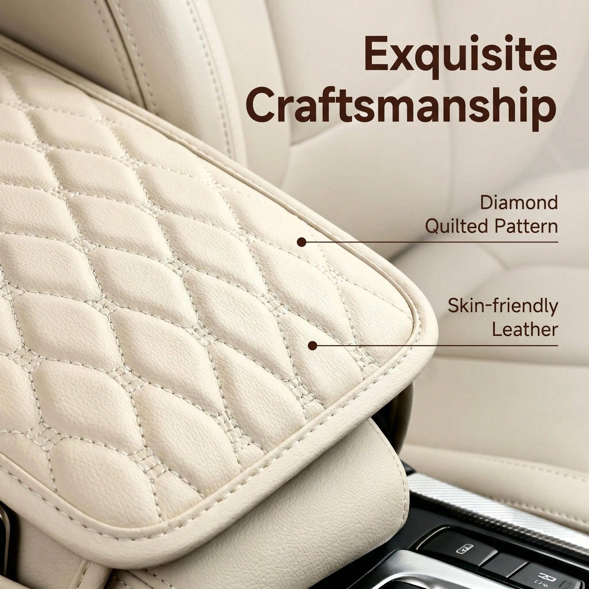 Car Armrest Pad, PU Leather, Comfortable Elbow Support, Stylish Stitching Design, Multi-Functional Storage For Phone/Cards/Wallet, Universal Fit For All Vehicles, All-Season Protection, Durable And St