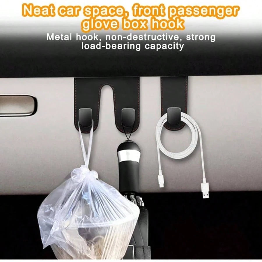 Car Co- Pilot Glovebox Hooks, Anti- Scratch Auto Co- Pilot Glove Box Hanger, Vehicle Interior Storage Organizer Accessories Handbags Purses Coats, Universal RV, SUV, Truck Black- 1