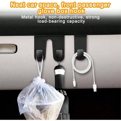 Car Co- Pilot Glovebox Hooks, Anti- Scratch Auto Co- Pilot Glove Box Hanger, Vehicle Interior Storage Organizer Accessories Handbags Purses Coats, Universal RV, SUV, Truck Black- 1