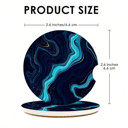 Car Coasters For Drinks Absorbent, 2 Pack Cup Holders, 2.56\ Ceramic Stone & Non-Scratch Cork Base Coasters Cupholder, Auto Accessories
