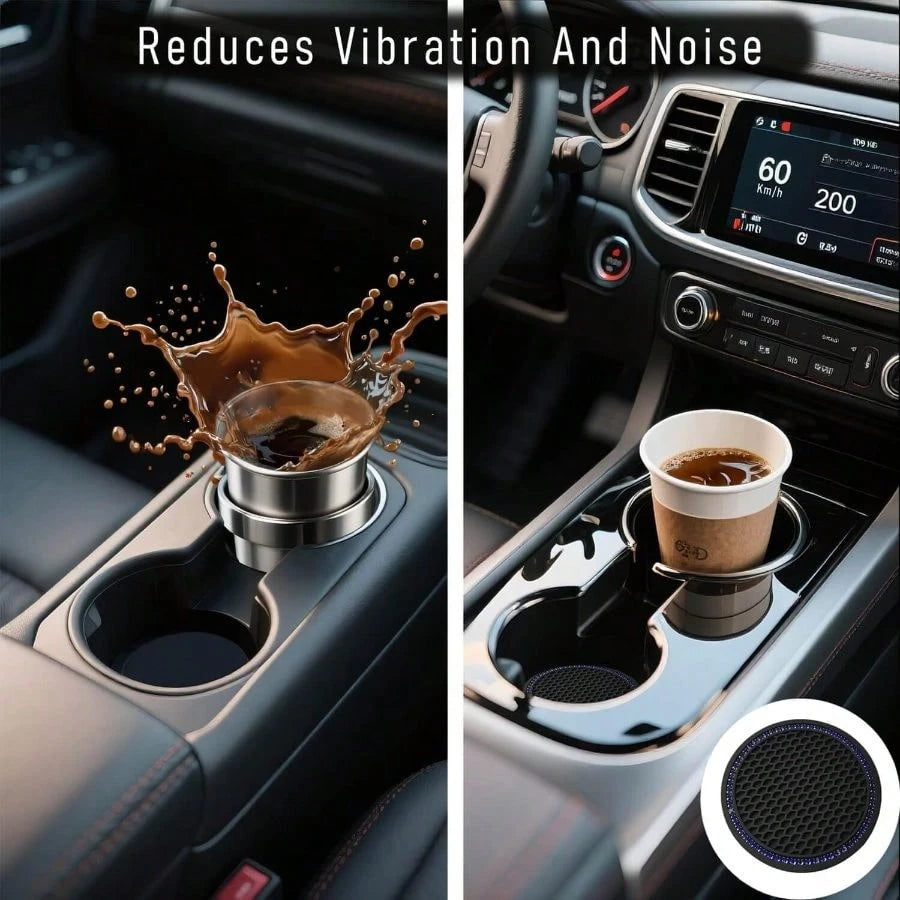 Car Cup Holder Coaster 4 Pack- Non Slip Shockproof, Flexible PVC Rubber Insert Car/Truck/SUV/Van (2.75" X 0.2") Universal Fit Auto Cup Holders Accessories (Cup Coaster Blue)