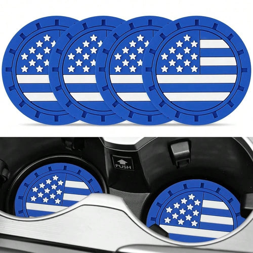 Car Cup Holder Coaster,American Flag Non-Slip Insert Car Cup Coaster,Car Accessories Interior For Women And Man,4 Pack Blue