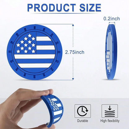 Car Cup Holder Coaster,American Flag Non-Slip Insert Car Cup Coaster,Car Accessories Interior For Women And Man,4 Pack Blue