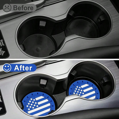 Car Cup Holder Coaster,American Flag Non-Slip Insert Car Cup Coaster,Car Accessories Interior For Women And Man,4 Pack Blue