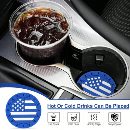 Car Cup Holder Coaster,American Flag Non-Slip Insert Car Cup Coaster,Car Accessories Interior For Women And Man,4 Pack Blue