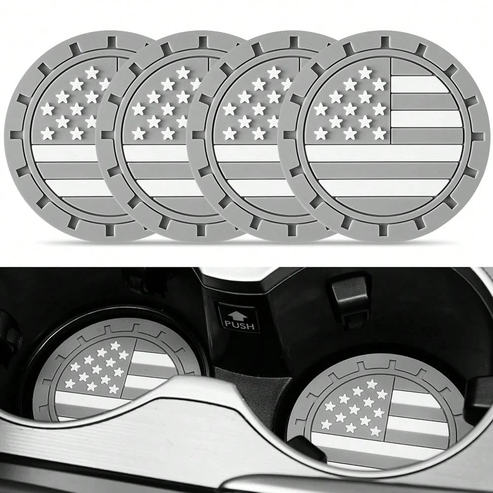 Car Cup Holder Coaster,American Flag Non-Slip Insert Car Cup Coaster,Car Accessories Interior For Women And Man,4 Pack Blue