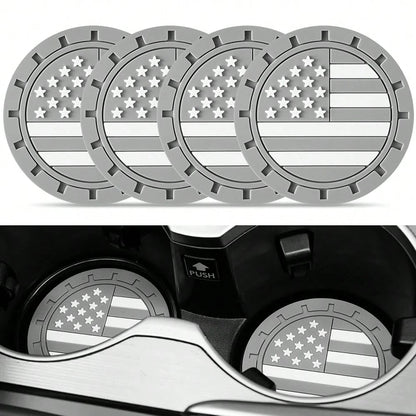 Car Cup Holder Coaster,American Flag Non-Slip Insert Car Cup Coaster,Car Accessories Interior For Women And Man,4 Pack Blue