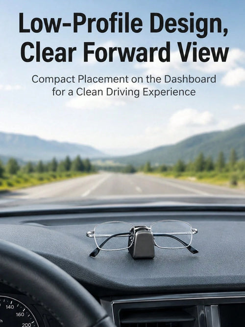 Car Dashboard Glasses Holder And Nose Pad Bracket, Zinc Alloy + Leather Fashion Glasses Clip, Suitable For Center Console, Adhesive Installation, No Obstruction Of View, Car Dashboard Decoration And G