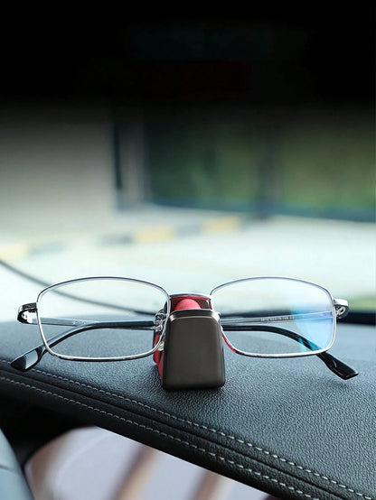 Car Dashboard Glasses Holder And Nose Pad Bracket, Zinc Alloy + Leather Fashion Glasses Clip, Suitable For Center Console, Adhesive Installation, No Obstruction Of View, Car Dashboard Decoration And G