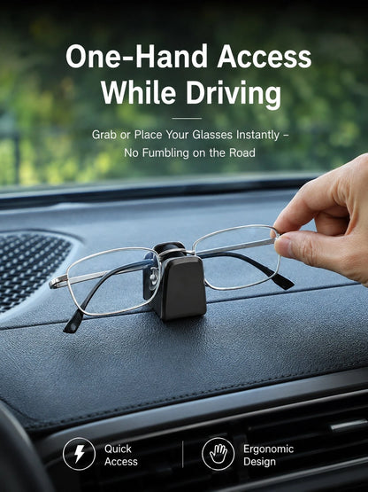 Car Dashboard Glasses Holder And Nose Pad Bracket, Zinc Alloy + Leather Fashion Glasses Clip, Suitable For Center Console, Adhesive Installation, No Obstruction Of View, Car Dashboard Decoration And G