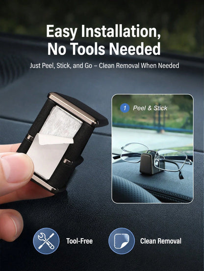 Car Dashboard Glasses Holder And Nose Pad Bracket, Zinc Alloy + Leather Fashion Glasses Clip, Suitable For Center Console, Adhesive Installation, No Obstruction Of View, Car Dashboard Decoration And G