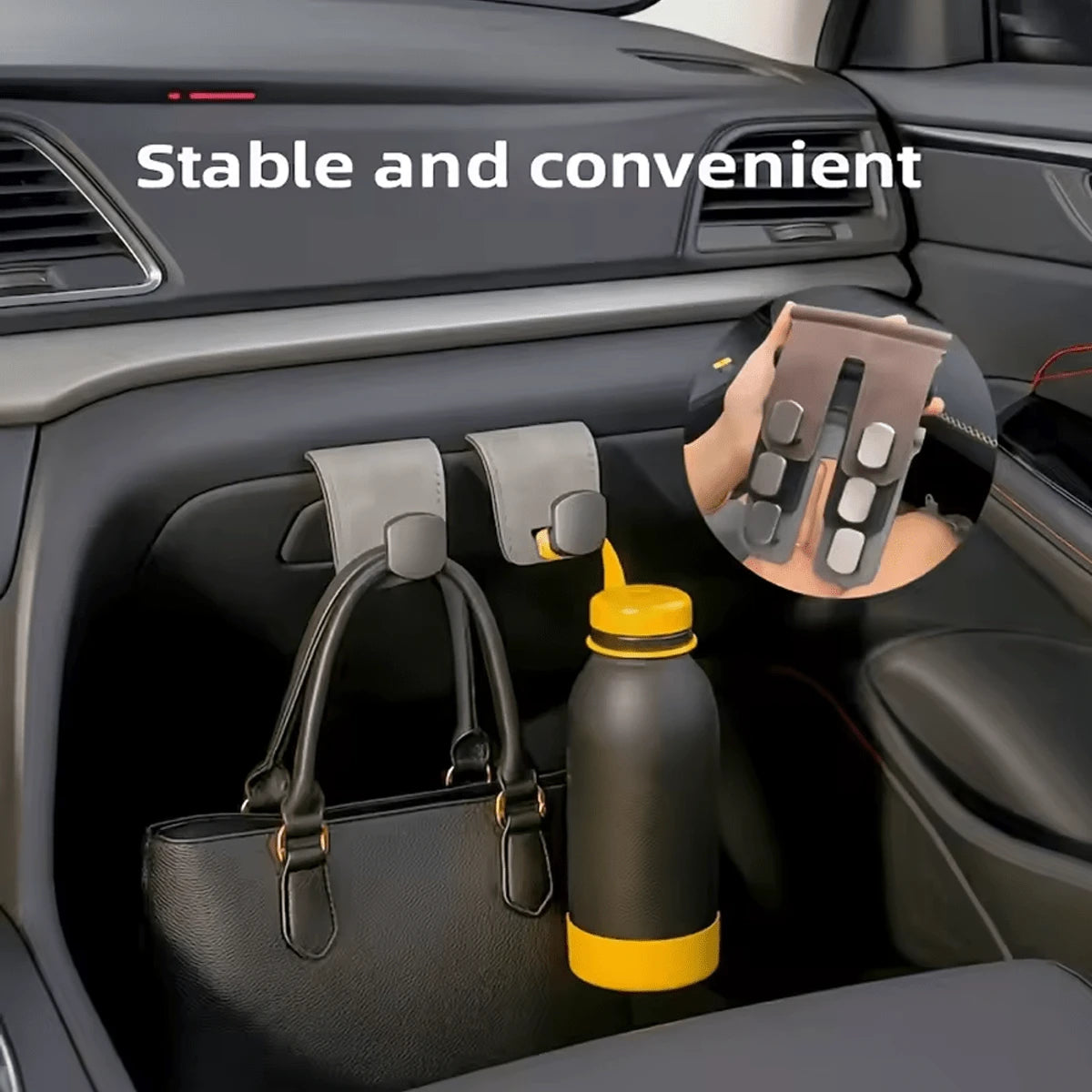 Car Hanger, Front Passenger Glove Box Hanger, Metal Hanging Hook For Car Front Seat Storage, Plush Roller Glove Box Hanger With Faux PU Leather, Universal Decorative Hidden Metal Hanger Design, Strong