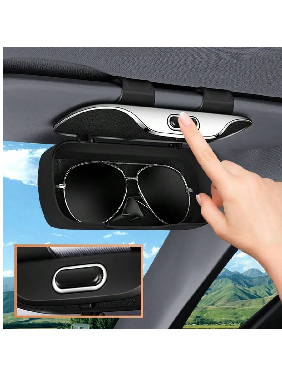 Car Multifunctional Glasses Case, Press Type Glasses Case, Car Interior Sunshade Card Storage, Fashion Glasses Case, Car Glasses Clip Supplies