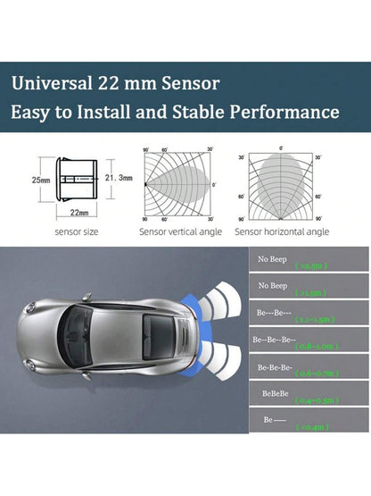 Car Parking Sensor Kit With Automatic Parking Assist System, Reverse LED Display, 22mm 4 Sensor Radar Detection System And Backlit Display