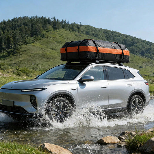 Car Rooftop Cargo Bag, 20 Cubic Feet Waterproof PVC Roof Bag With Topper, Anti-Slip Mat, Lock, Straps And Door Hooks, Fits Cars With Or Without Roof Racks