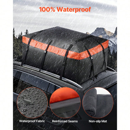 Car Rooftop Cargo Carrier Bag, 23 Cubic Feet Roof Cargo Carrier, Heavy Duty 840D PVC 100% Waterproof Car Roof Luggage Bag For All Vehicle With/Without Rack- With Lock, Anti-Slip Mat, 6 Door Hook