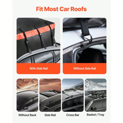 Car Rooftop Cargo Carrier Bag, 23 Cubic Feet Roof Cargo Carrier, Heavy Duty 840D PVC 100% Waterproof Car Roof Luggage Bag For All Vehicle With/Without Rack- With Lock, Anti-Slip Mat, 6 Door Hook