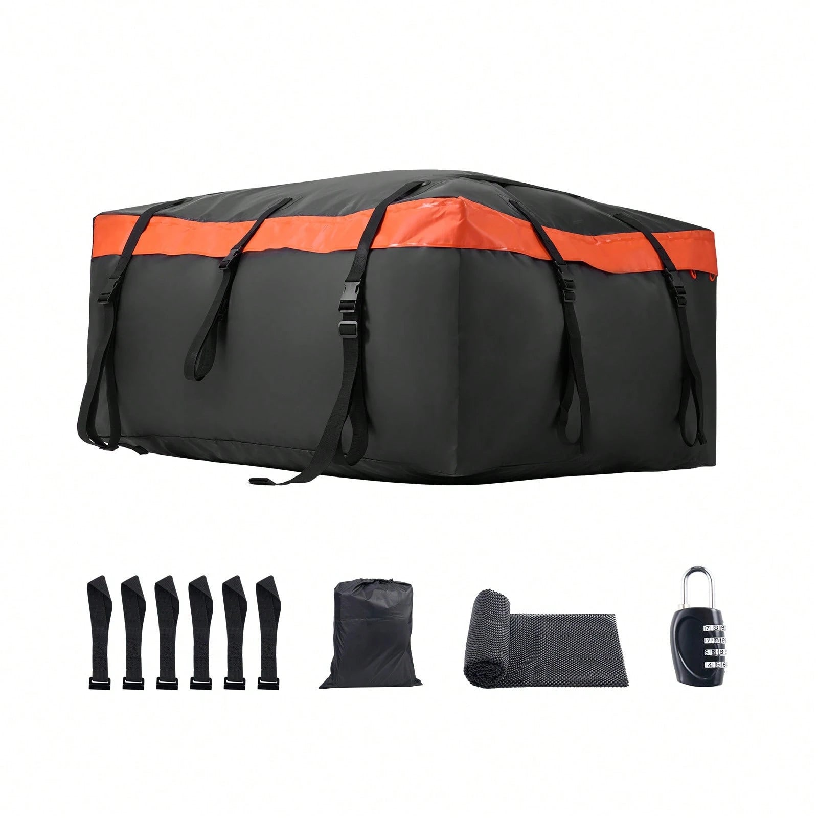 Car Rooftop Cargo Carrier Bag, 23 Cubic Feet Roof Cargo Carrier, Heavy Duty 840D PVC 100% Waterproof Car Roof Luggage Bag For All Vehicle With/Without Rack- With Lock, Anti-Slip Mat, 6 Door Hook