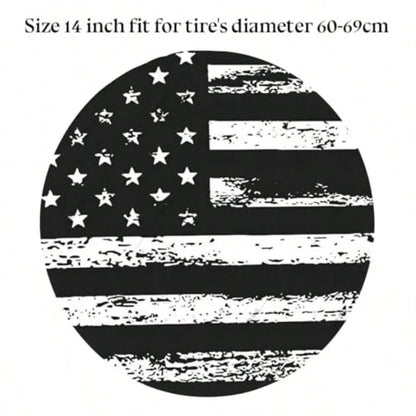 Car Spare Tire Cover, PVC American US Flag Waterproof Dust Proof Vehicle Wheel Cap, Patriotic Auto Exterior Tyre Protection Accessories, Universal For SUV Camper Truck White/14 Inches