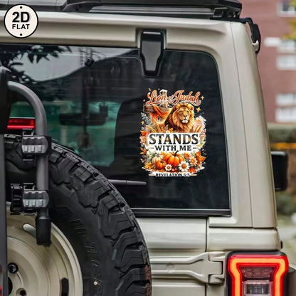 Car Stickers And Decals, Automotive Decals, Suitable For Rear Windshield, Fuel Tank Cap, And Car Doors, Lion Of Judah Stands With Me Revelation 5, Car Accessories Window Decals Vinyl