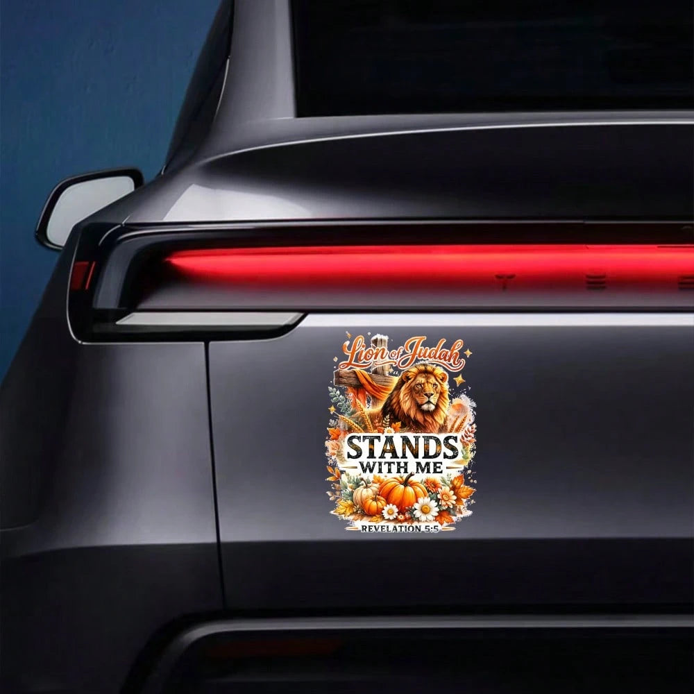 Car Stickers And Decals, Automotive Decals, Suitable For Rear Windshield, Fuel Tank Cap, And Car Doors, Lion Of Judah Stands With Me Revelation 5, Car Accessories Window Decals Vinyl