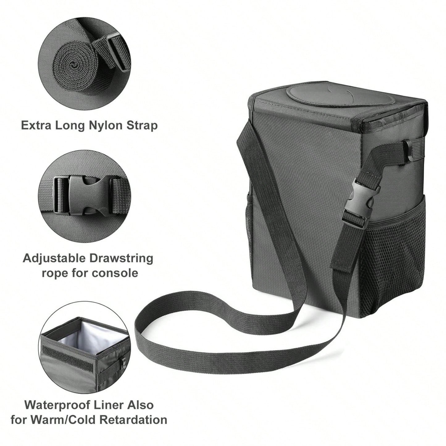 Car Trash Can With Lid,Leakproof Trash Bin Car Garbage Can, Collapsible Automotive Truck Organizer And Storage Bag Car Accessories For Women Men Road Trip Essentials,Car Storage