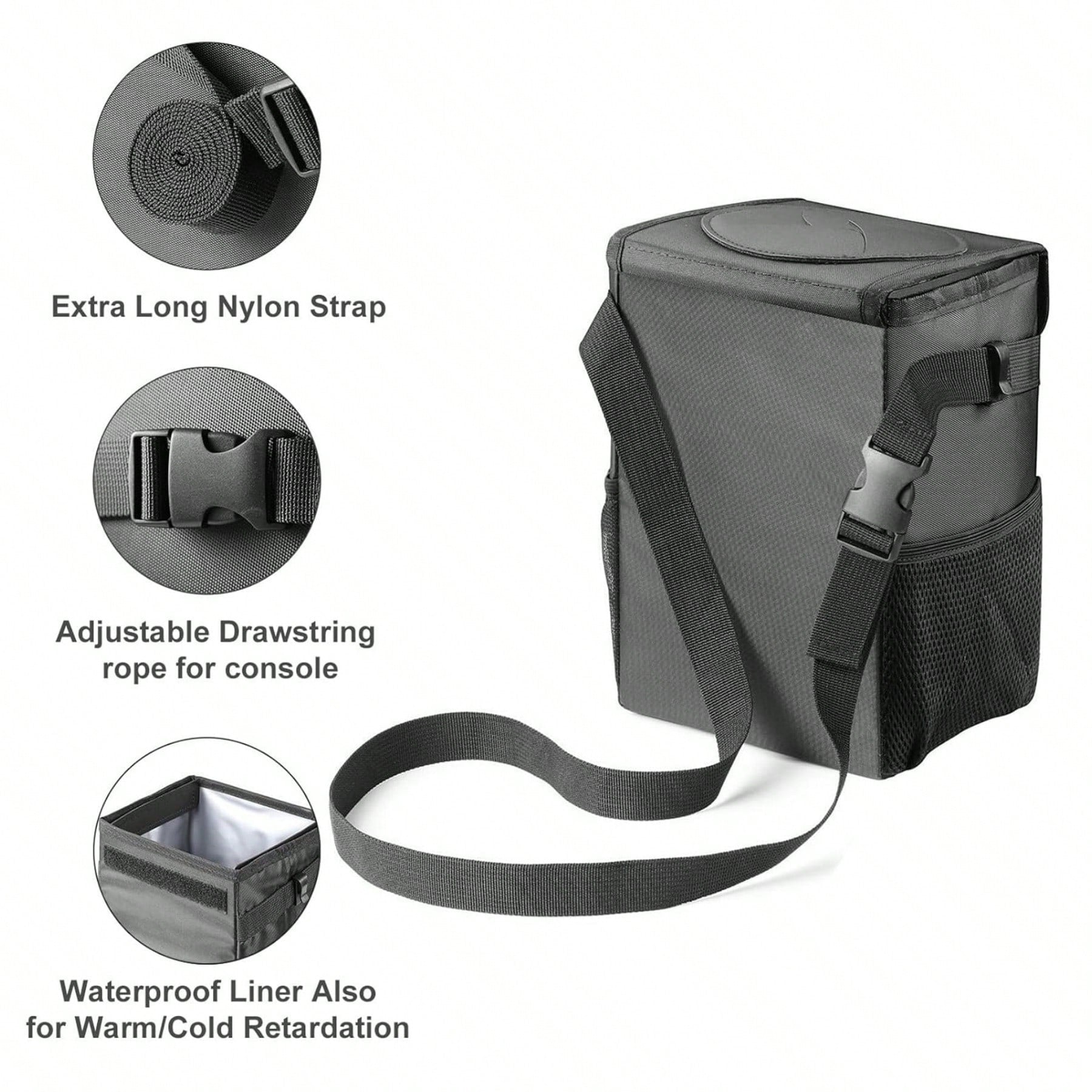 Car Trash Can With Lid,Leakproof Trash Bin Car Garbage Can, Collapsible Automotive Truck Organizer And Storage Bag Car Accessories For Women Men Road Trip Essentials,Car Storage